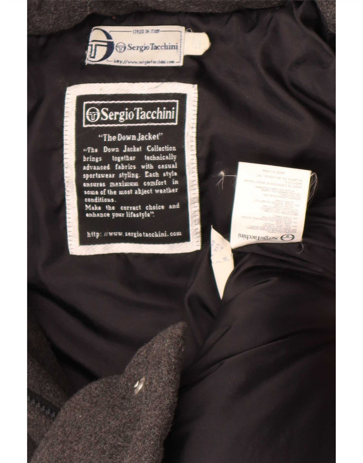 Sergio Tacchini Abrigo acolchado con capucha para hombre UK 38 Acrílico gris medio