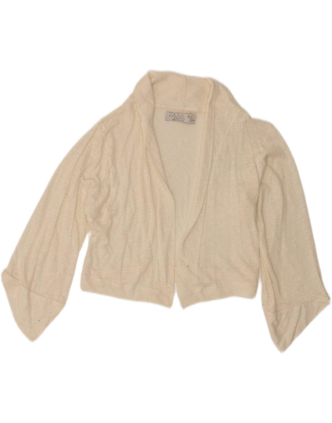 Zara Mujer Crop Open Cardigan Suéter UK 12 Medium Off White
