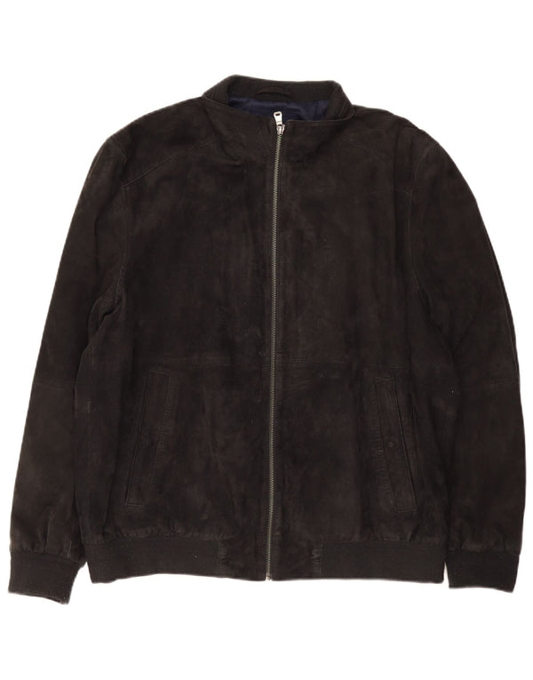Christian Berg Chaqueta Bomber de Ante para Hombre UK 38 Medium Ante Azul Marino