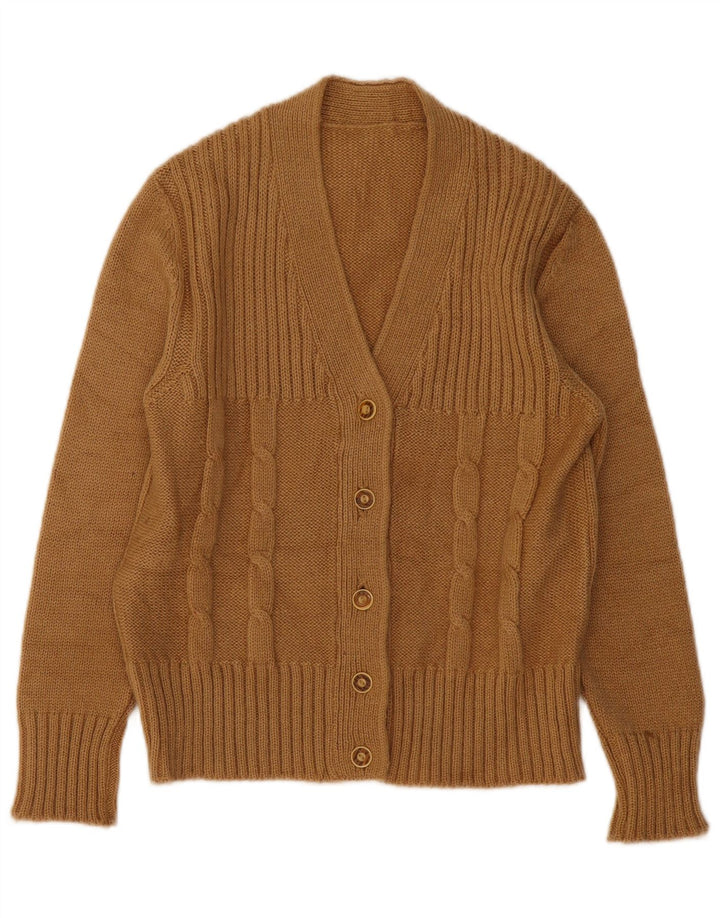 VINTAGE Suéter Cárdigan para Mujer Reino Unido 12 Beige Medio