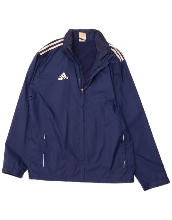 ADIDAS Chaqueta impermeable con capucha para hombre UK 42/44 Large Nylon azul marino