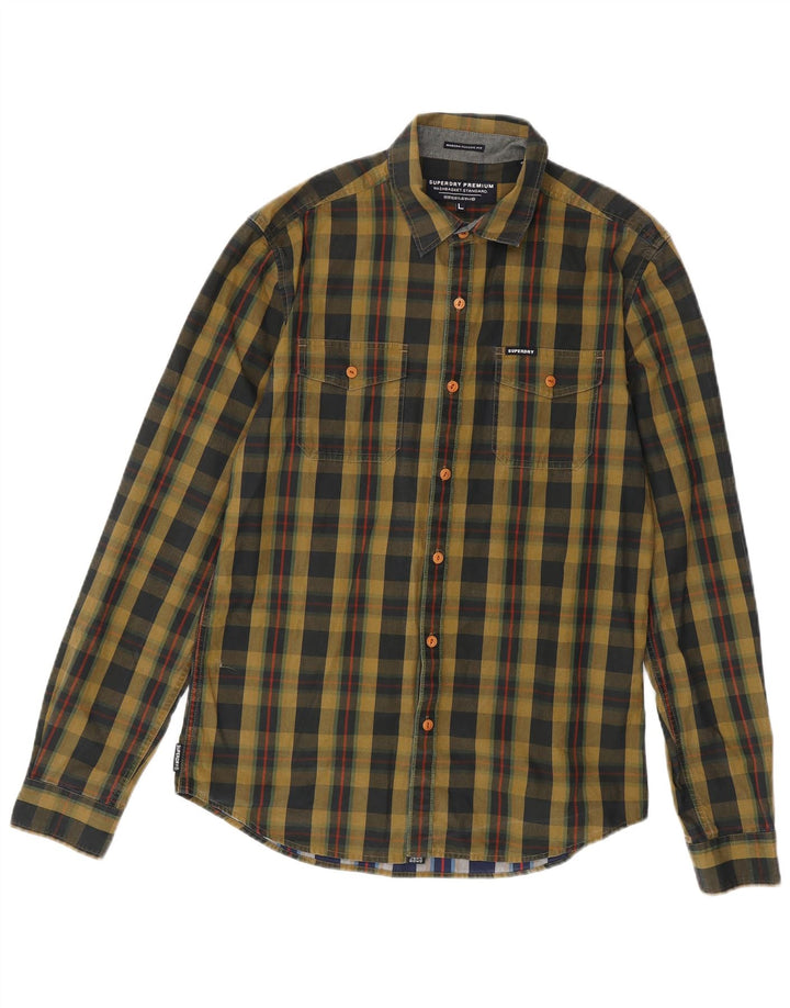 Superdry Camisa Grande A Cuadros Caqui Para Hombre