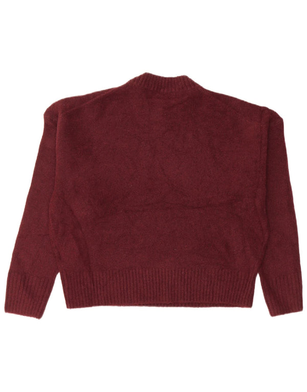 Zara Suéter extragrande con cuello de tortuga para mujer UK 6 XS Acrílico burdeos