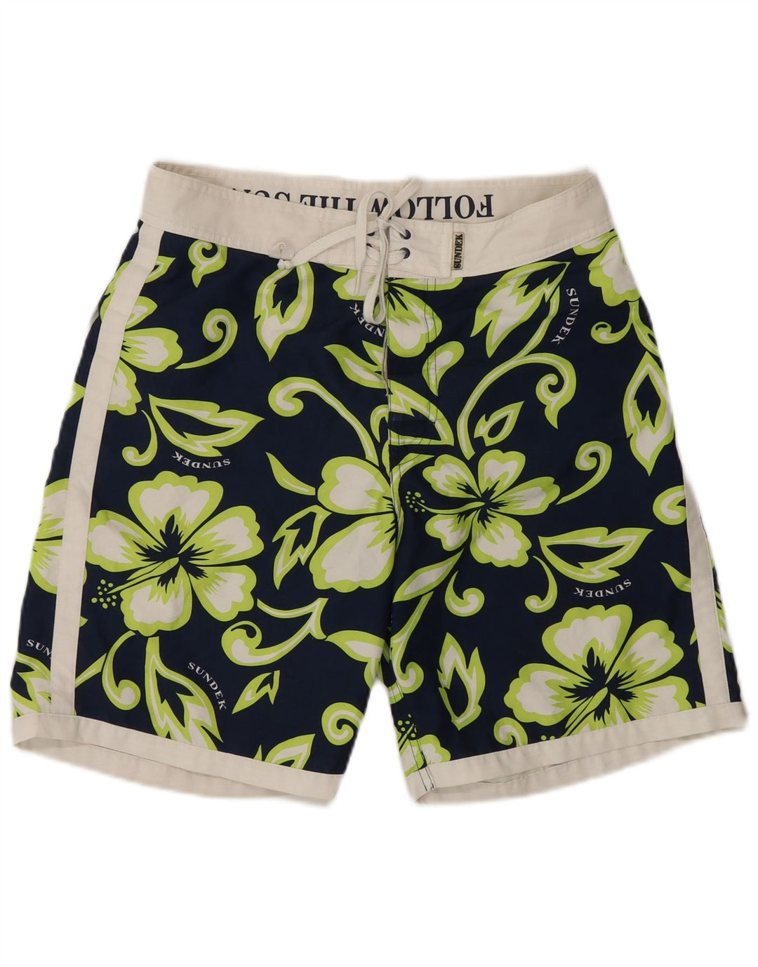 Sundek Shorts de baño gráficos para hombre poliéster floral azul marino mediano
