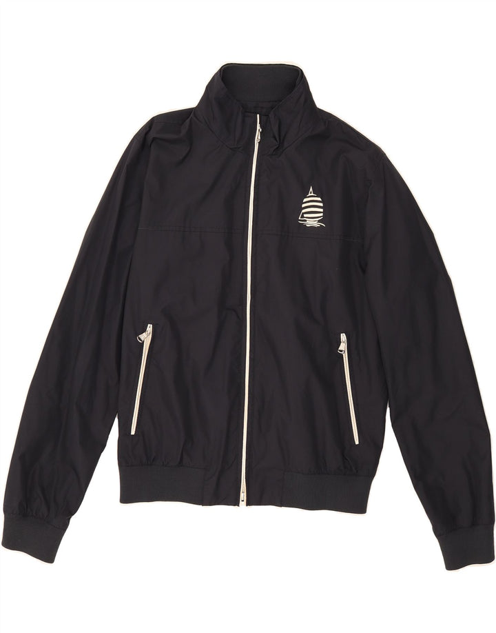 MARINA YACHTING Mens Bomber Jacket IT 50 Large Navy Blue Polyester Vintage Marina Yachting and Second-Hand Marina Yachting from Messina Hembry 