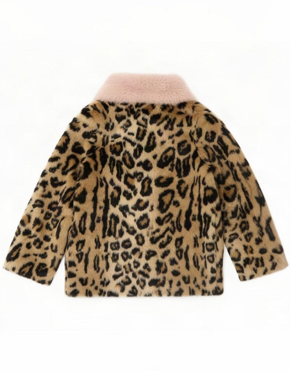 Topshop Chaqueta de piel sintética para mujer UK 6 XS Marrón Animal Print Leopardo acrílico