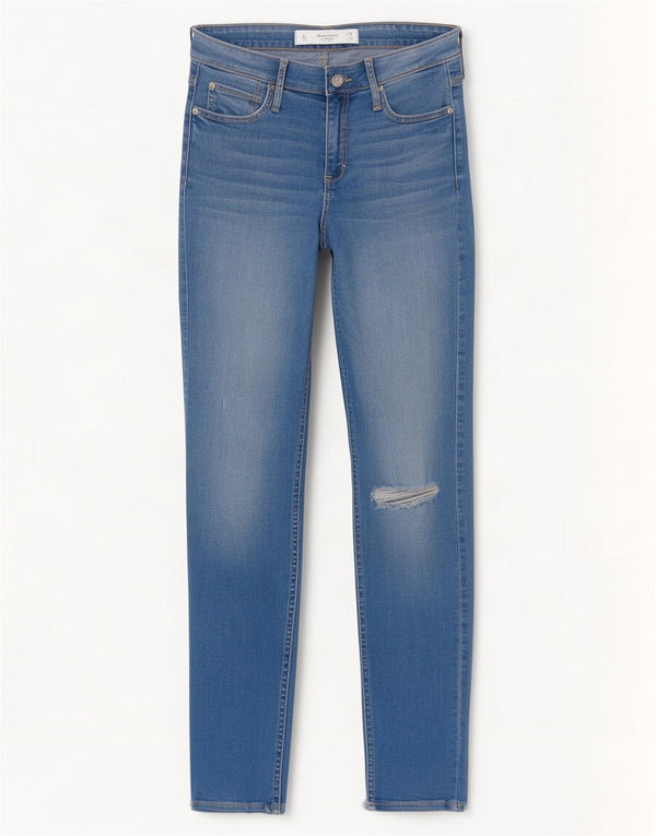 Abercrombie & Fitch Jeans ajustados desgastados para mujer US 6 Medium W28 L27 Azul