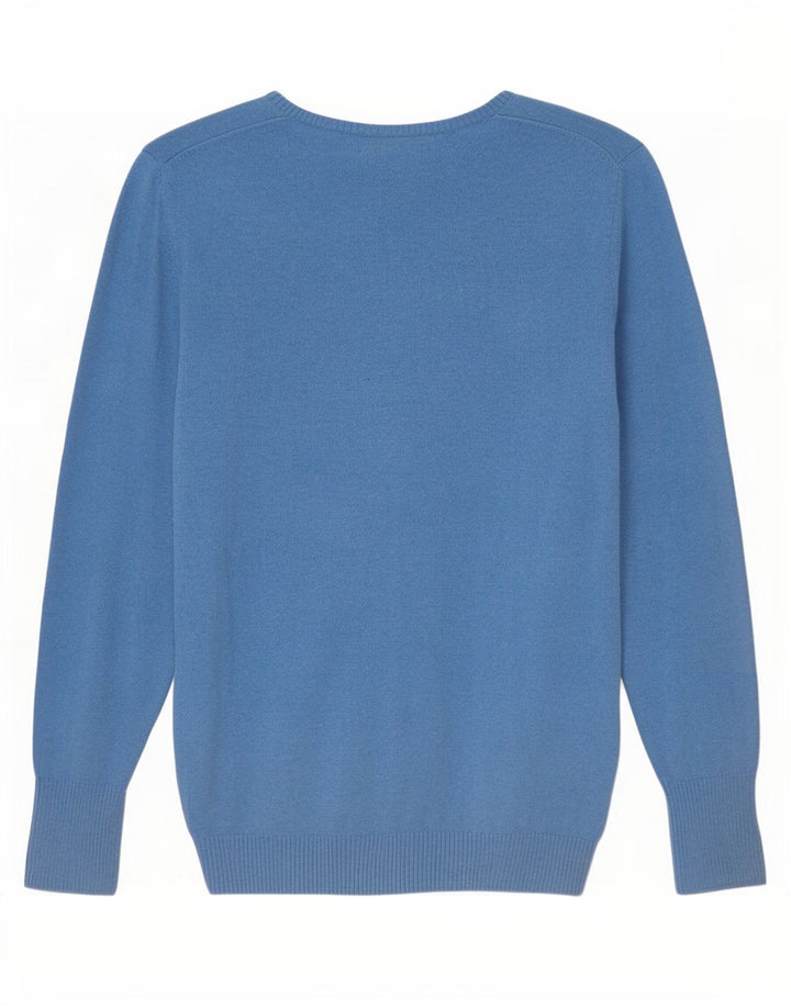 Eddie Bauer - Jersey con cuello en V para hombre, talla pequeña, algodón azul