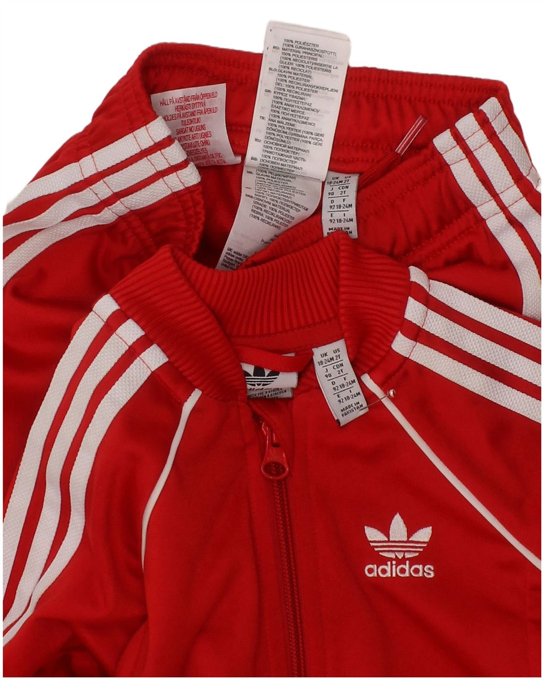 ADIDAS Pantalón Chándal Bebé Niña 18-24 Meses Rojo Poliéster