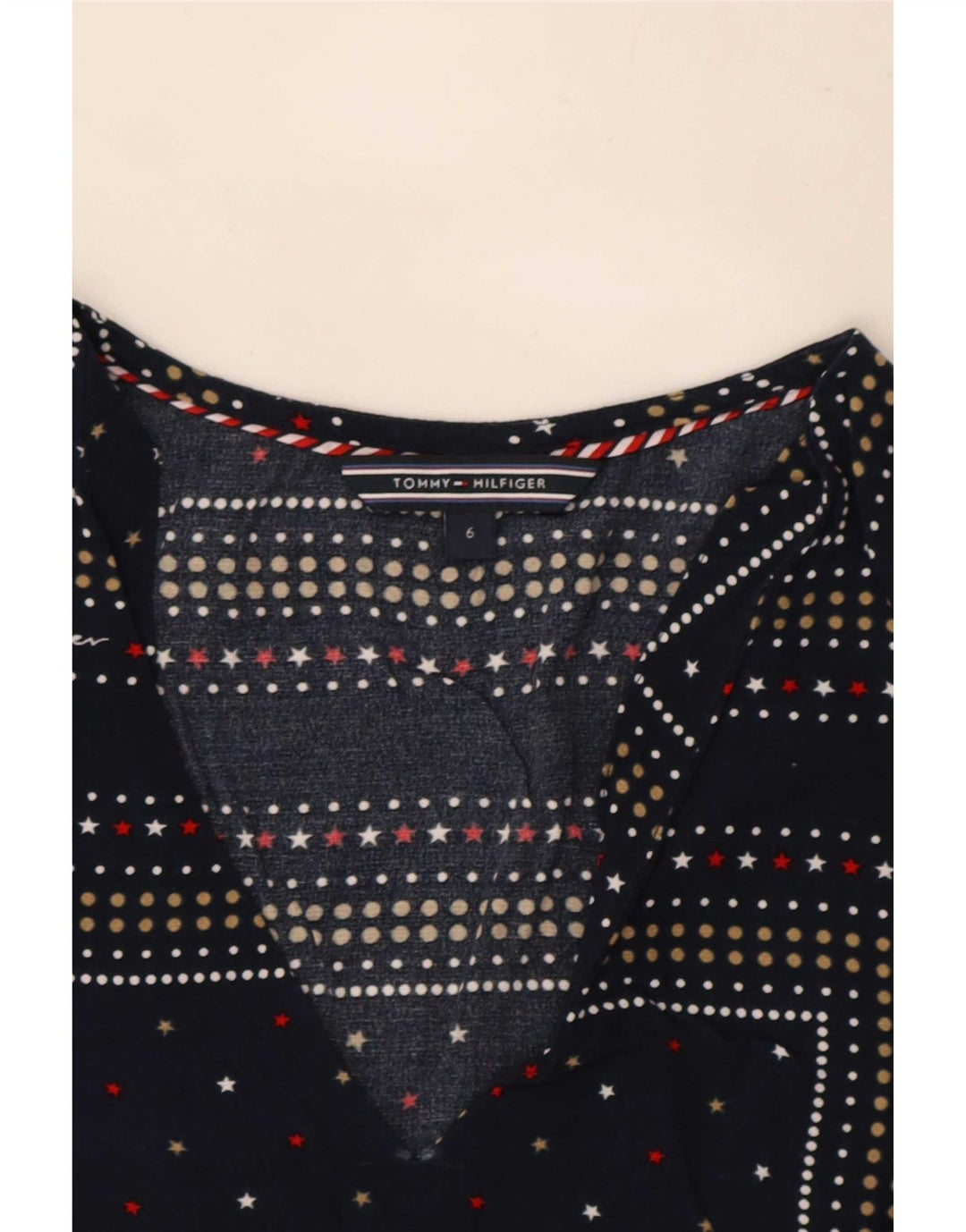 Tommy Hilfiger Blusa para Mujer Top US 6 Medio Azul Marino Manchado
