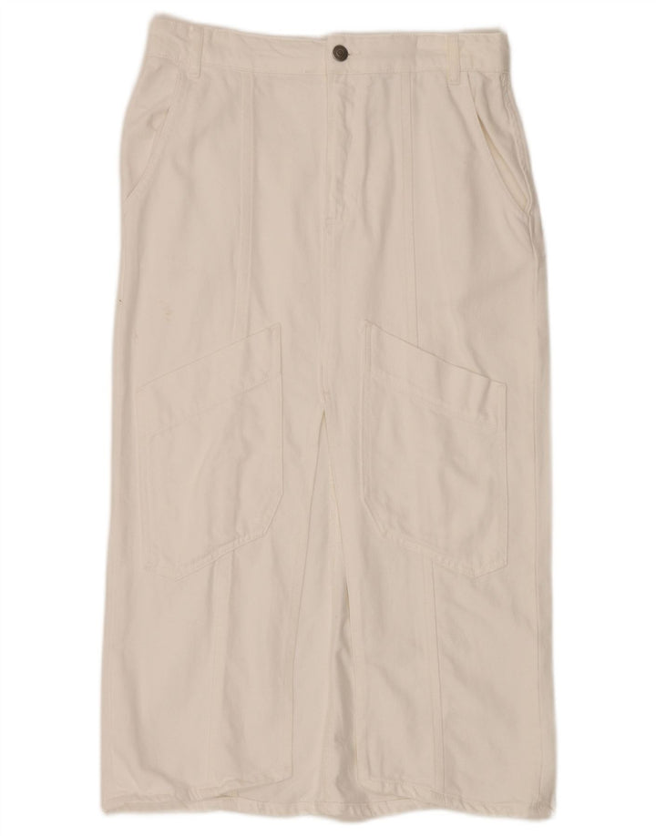 Zara Mujer Falda Midi Vaquera Mediana W30 Algodón Blanco