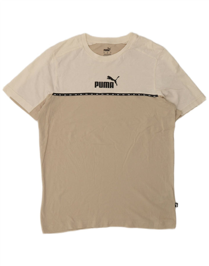 Puma Camiseta gráfica para hombre Top de algodón color block en beige medio