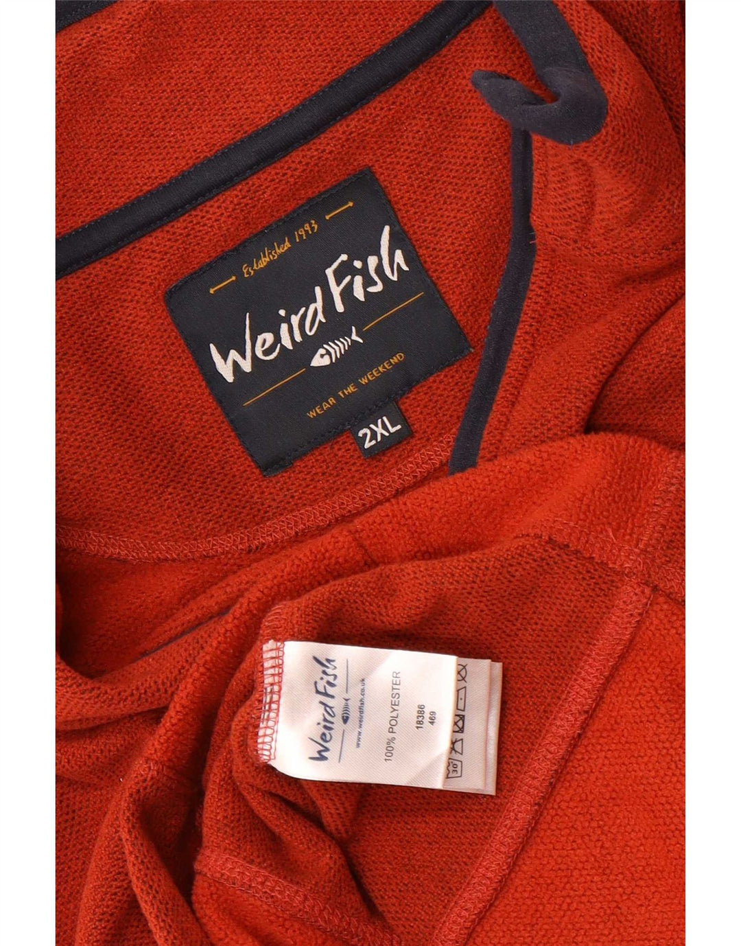 Weird Fish Jersey de Forro Polar con Cremallera y Cuello para Hombre 2XL Granate Colorblock Poliéster