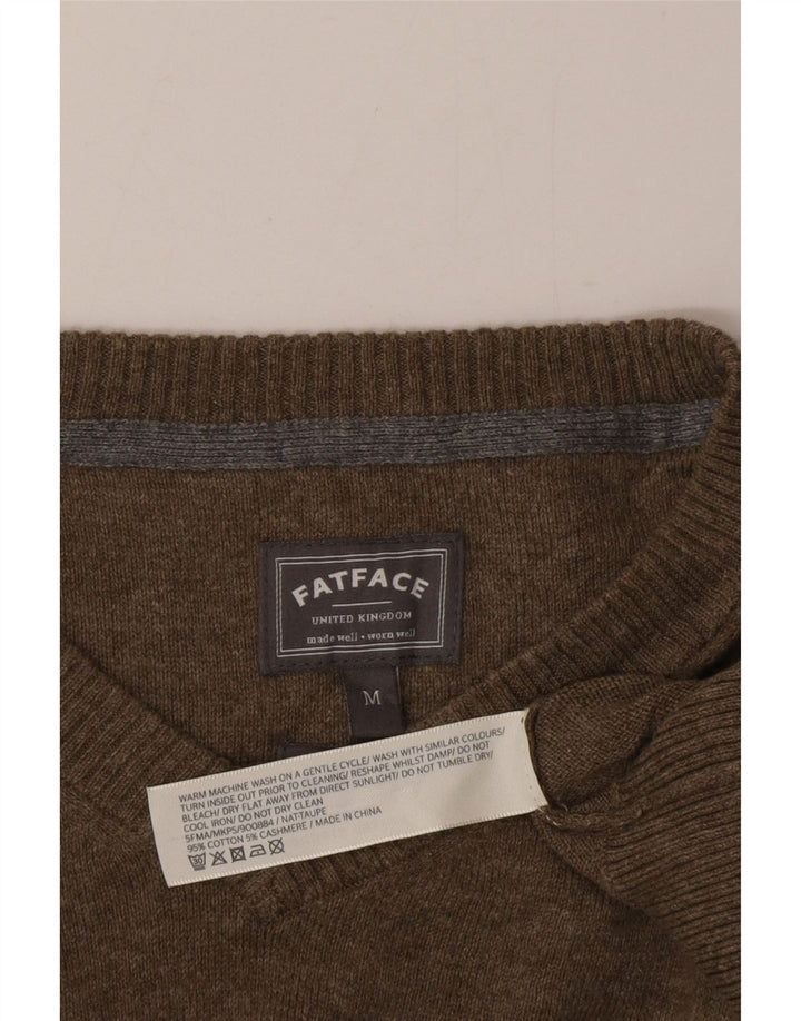 Jersey con cuello en V para hombre Fat Face Algodón caqui medio