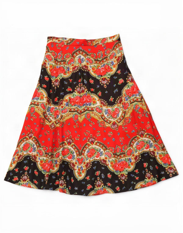 Vintage mujer A-Line falda mediana W28 rojo floral boho