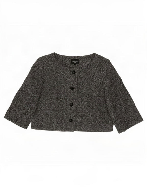 Hobbs Chaqueta Bolero de Manga 3/4 para Mujer UK 46 Grande Lana Gris