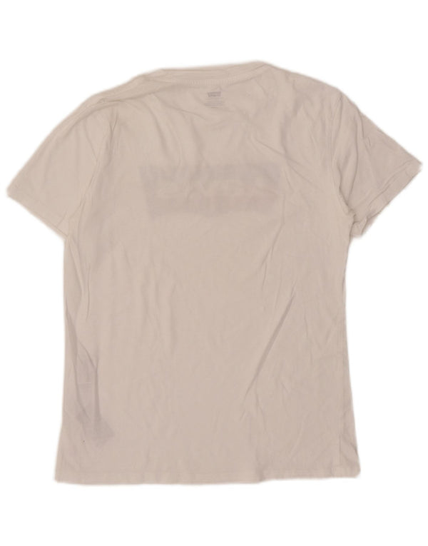 Levi's Camiseta gráfica para mujer Top UK 10 Small White Cotton