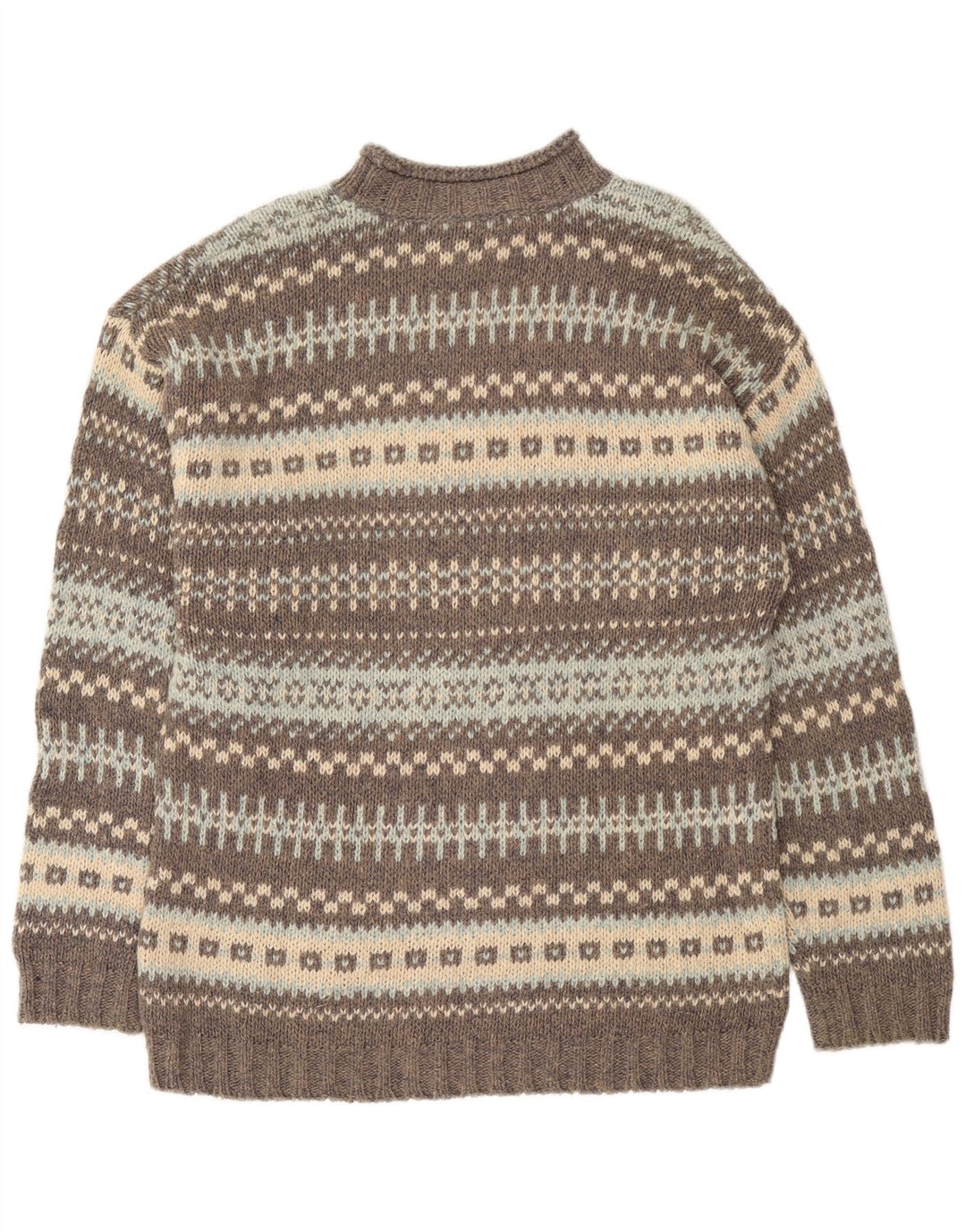 Vintage hombres tortuga cuello jersey suéter grande gris feria isla lana