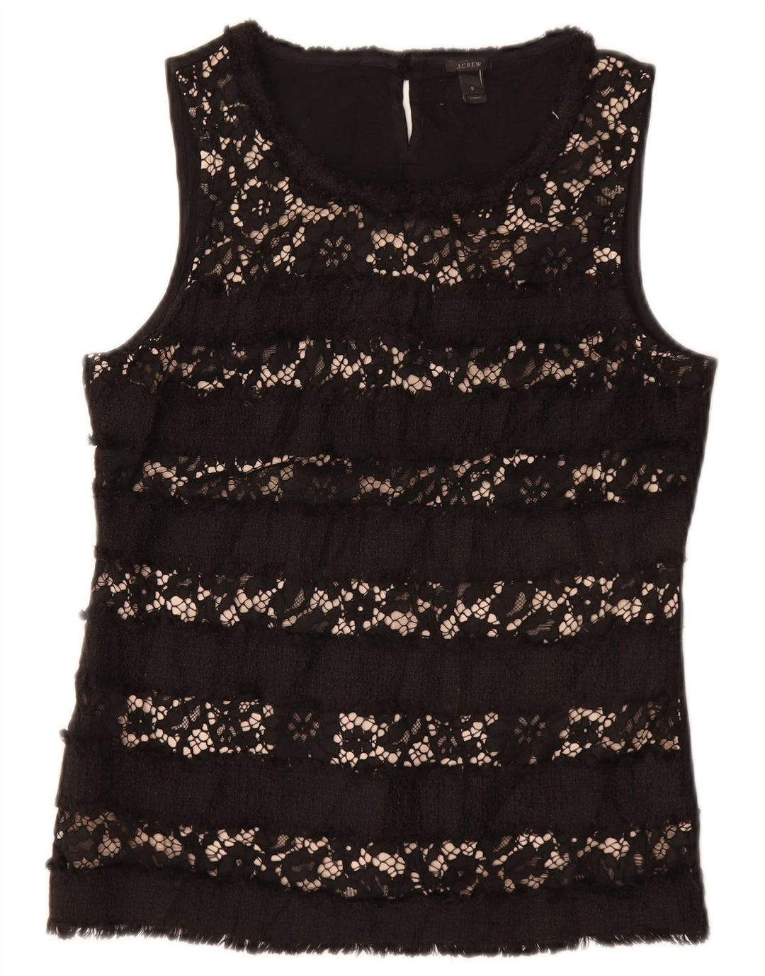 J. CREW Blusa sin mangas para mujer UK 10 Small Black Floral Viscosa