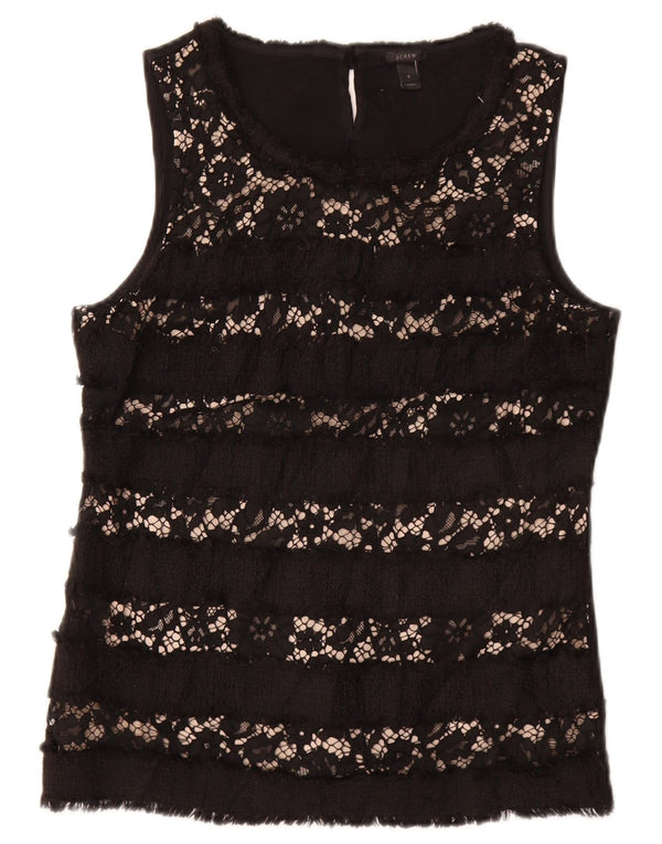 J. CREW Blusa sin mangas para mujer UK 10 Small Black Floral Viscosa