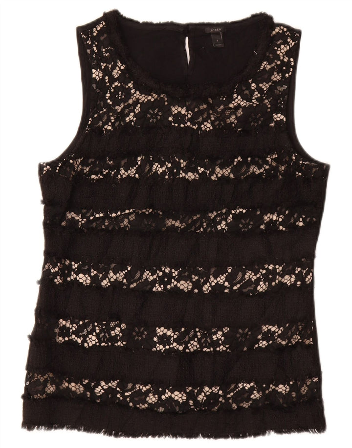 J. CREW Blusa sin mangas para mujer UK 10 Small Black Floral Viscosa
