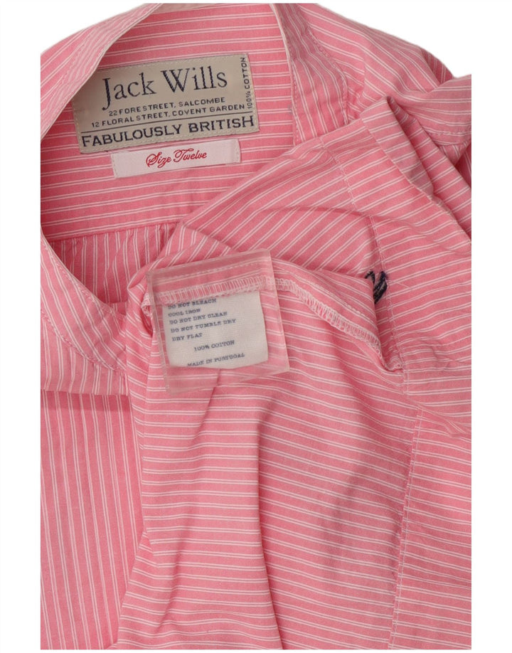 Jack Wills Camisa tipo jersey de manga corta para mujer, talla 42, talla mediana, color rosa a rayas