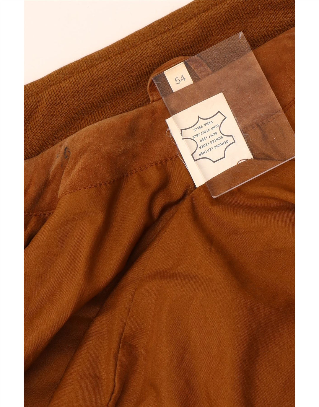 VINTAGE Chaqueta bomber de ante para hombre IT 54 2XL Cuero beige