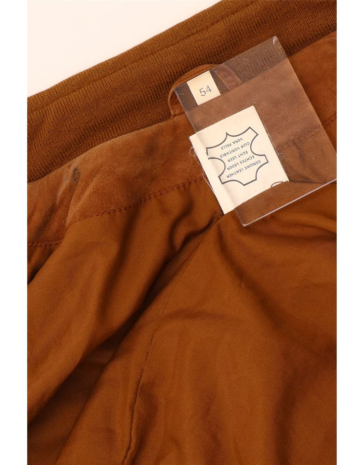 VINTAGE Chaqueta bomber de ante para hombre IT 54 2XL Cuero beige