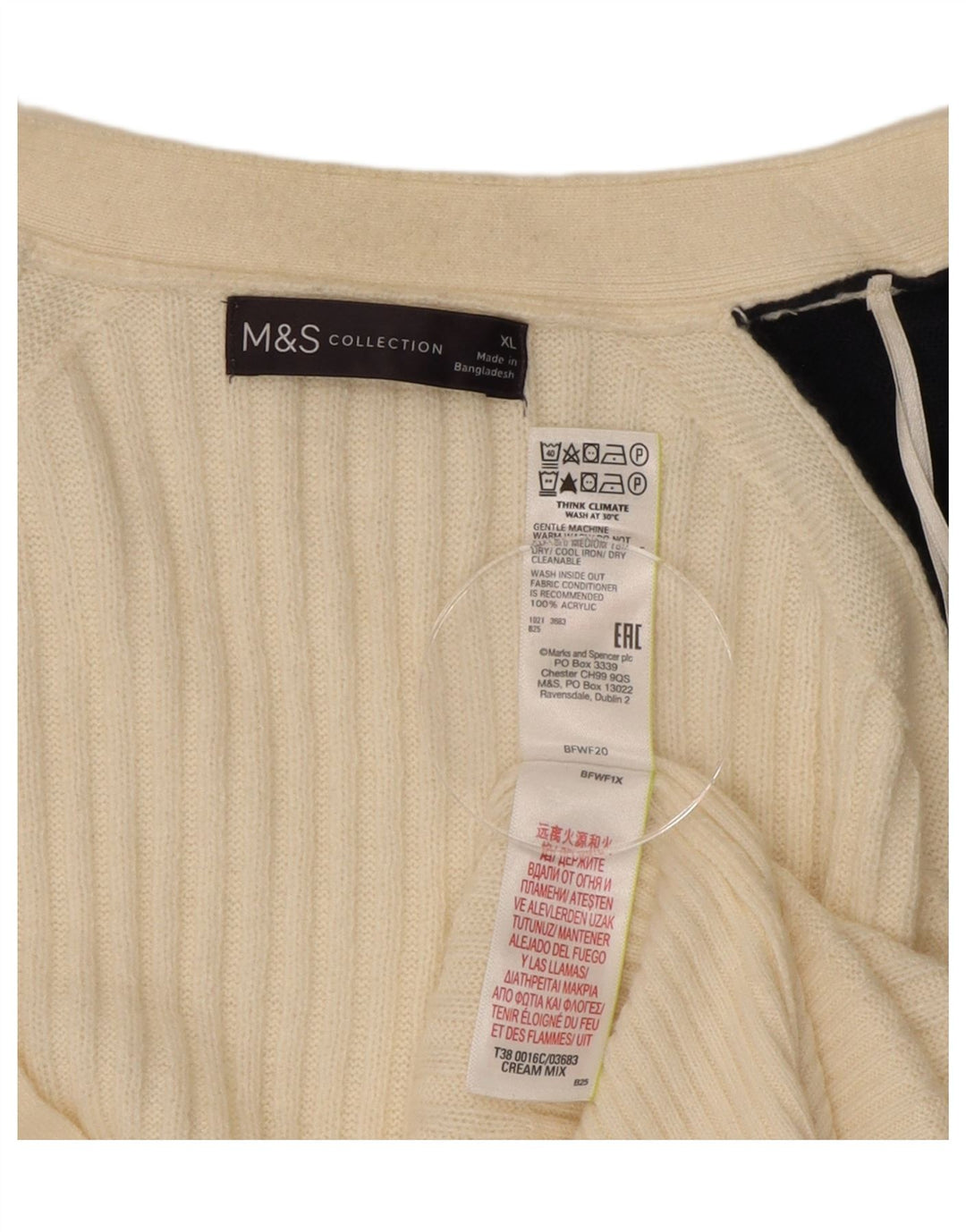 Marks & Spencer Suéter tipo cárdigan extragrande para mujer UK 40 XL Blanco
