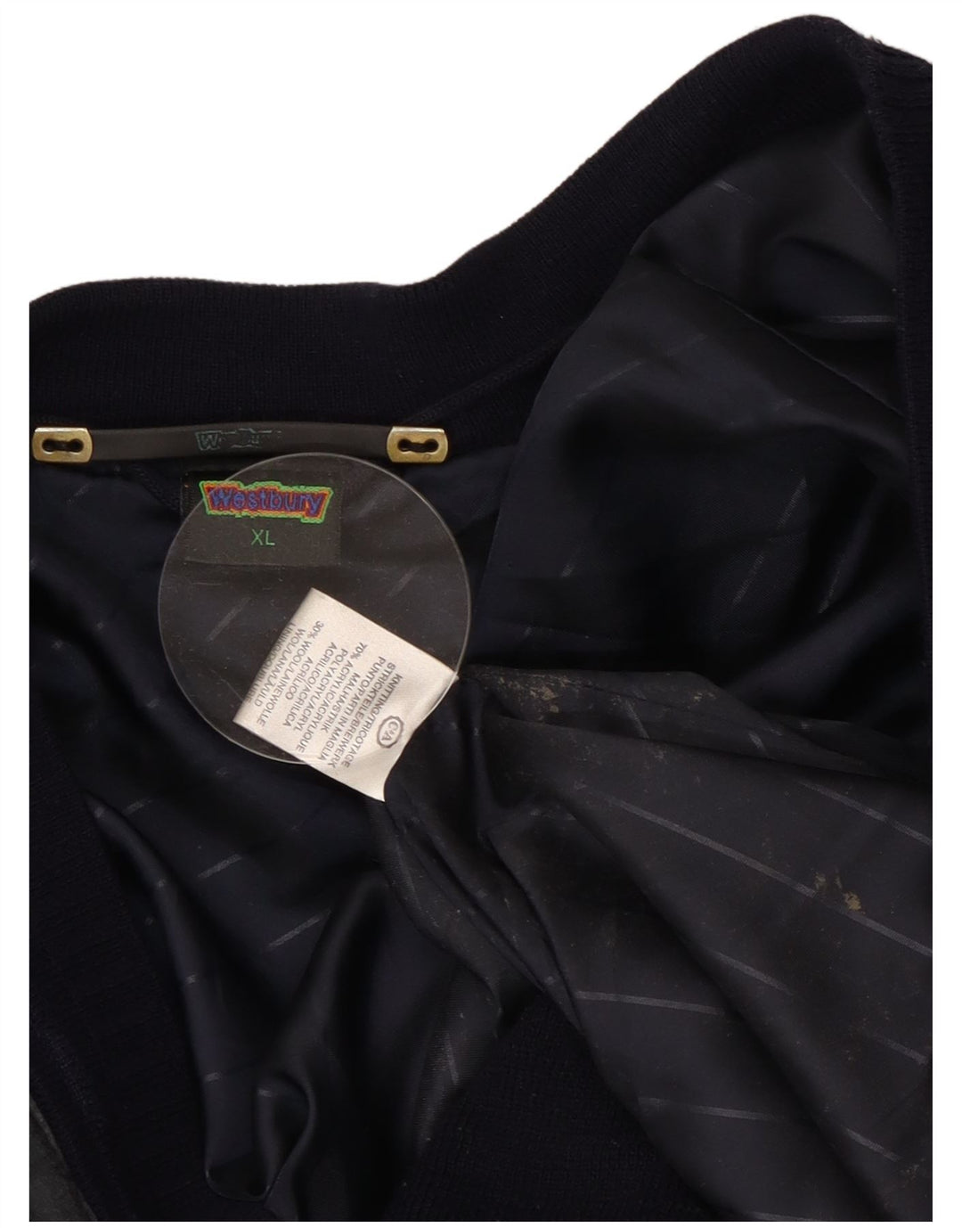 WESTBURY Suéter tipo cárdigan para hombre XL Azul marino Colorblock Acrílico