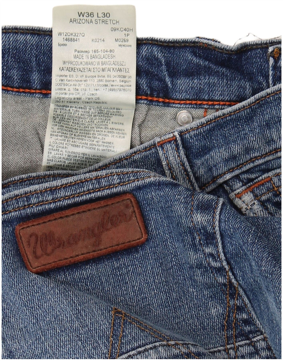 WRANGLER Vaqueros rectos elásticos Arizona para hombre W36 L30 Algodón azul