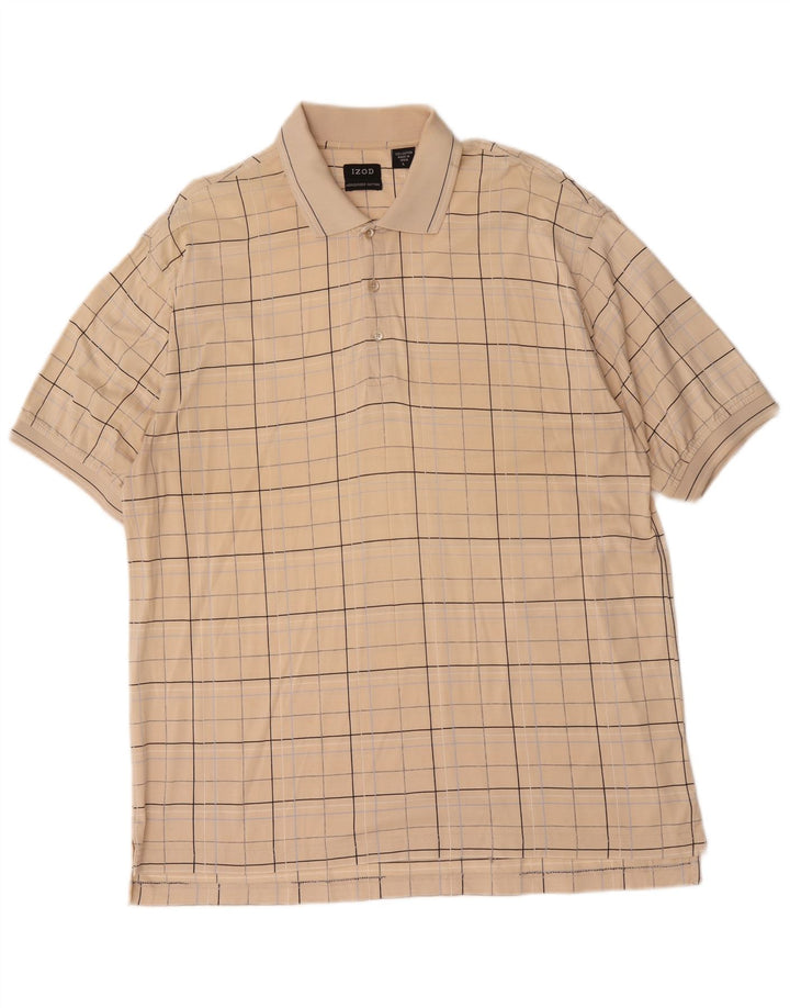 Polo Izod Hombre Algodón Cuadros Beige Grande