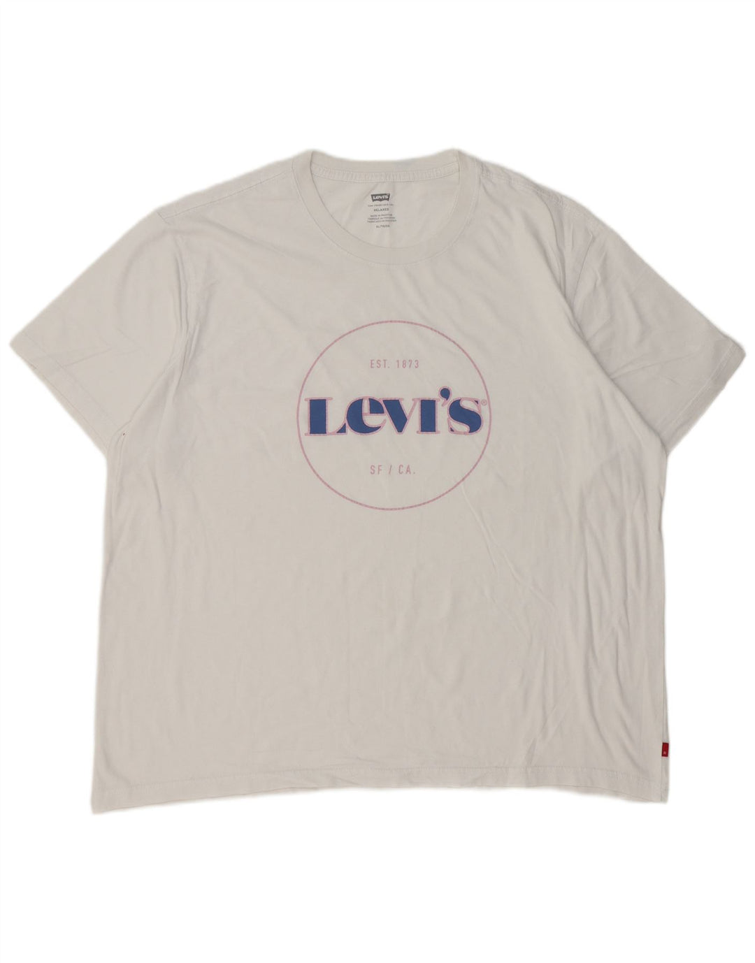 Levi's Hombre Camiseta Gráfica Top XL Algodón Blanco