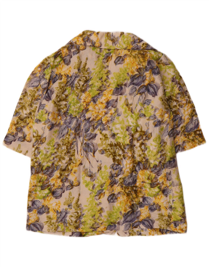 VINTAGE Mujer 4 Botones Blazer Chaqueta Reino Unido 16 Grande Multicolor Floral