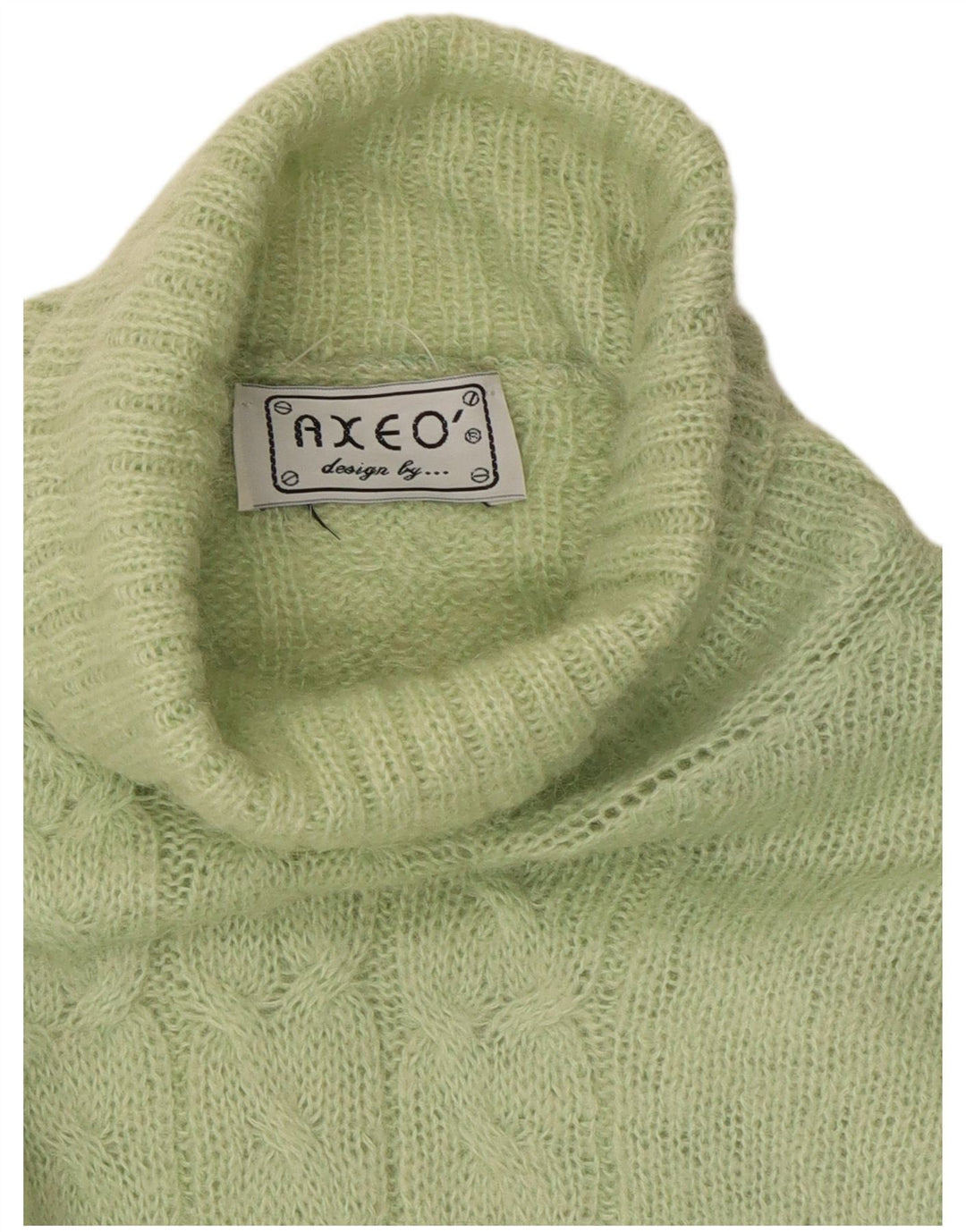 Vintage mujer crop roll cuello jersey suéter Reino Unido 14 verde medio