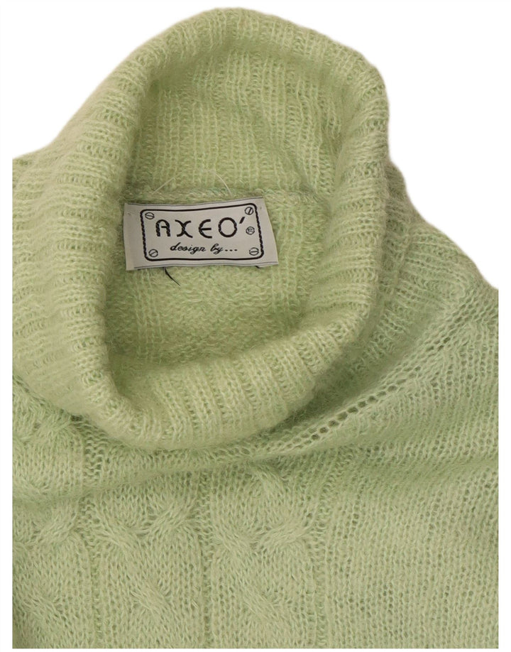 Vintage mujer crop roll cuello jersey suéter Reino Unido 14 verde medio