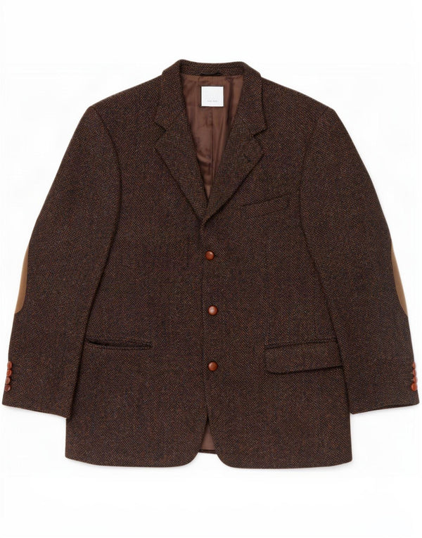 Harris Tweed - Chaqueta tipo blazer para hombre Mario Barutti con 3 botones IT 50 grande, color marrón