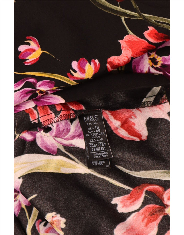 MARKS & SPENCER Vestido recto de manga larga para mujer UK 40 XL Negro Floral