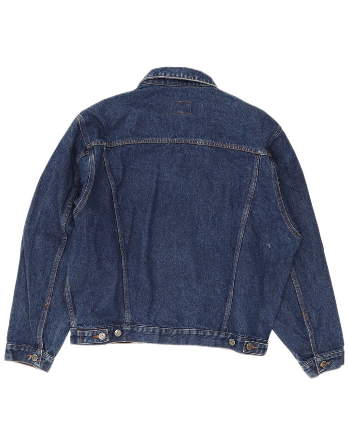 Vintage hombres chaqueta de mezclilla Reino Unido 36 pequeño algodón azul