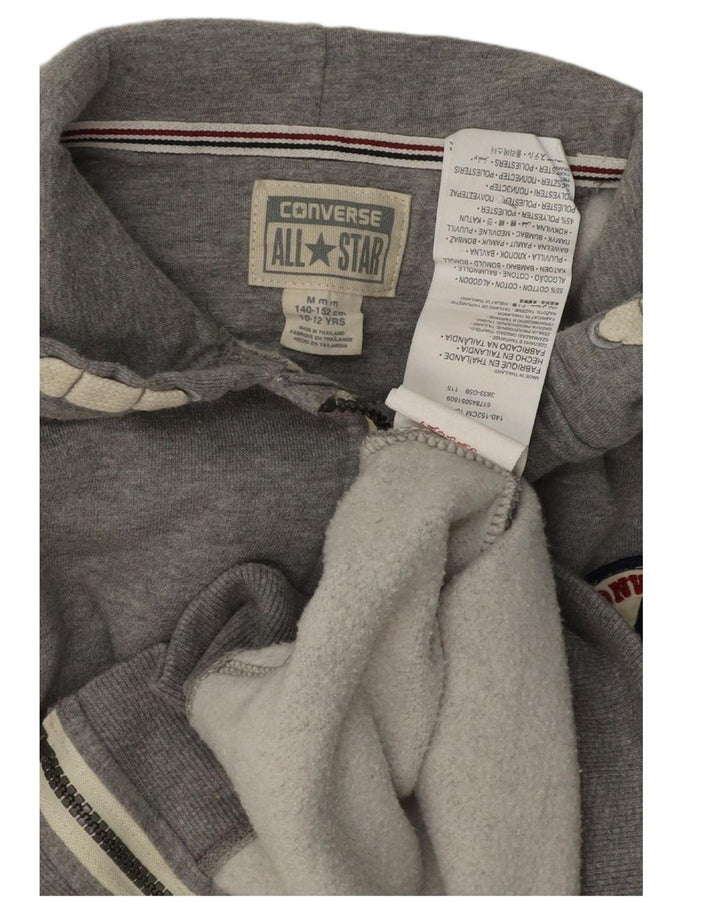 CONVERSE Boys Zip Hoodie Sweater 10-11 Years Medium  Grey Cotton