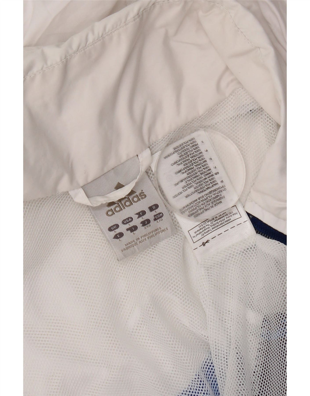 Adidas Chaqueta impermeable con capucha para hombre UK 40 Large Azul marino Colorblock Poliéster