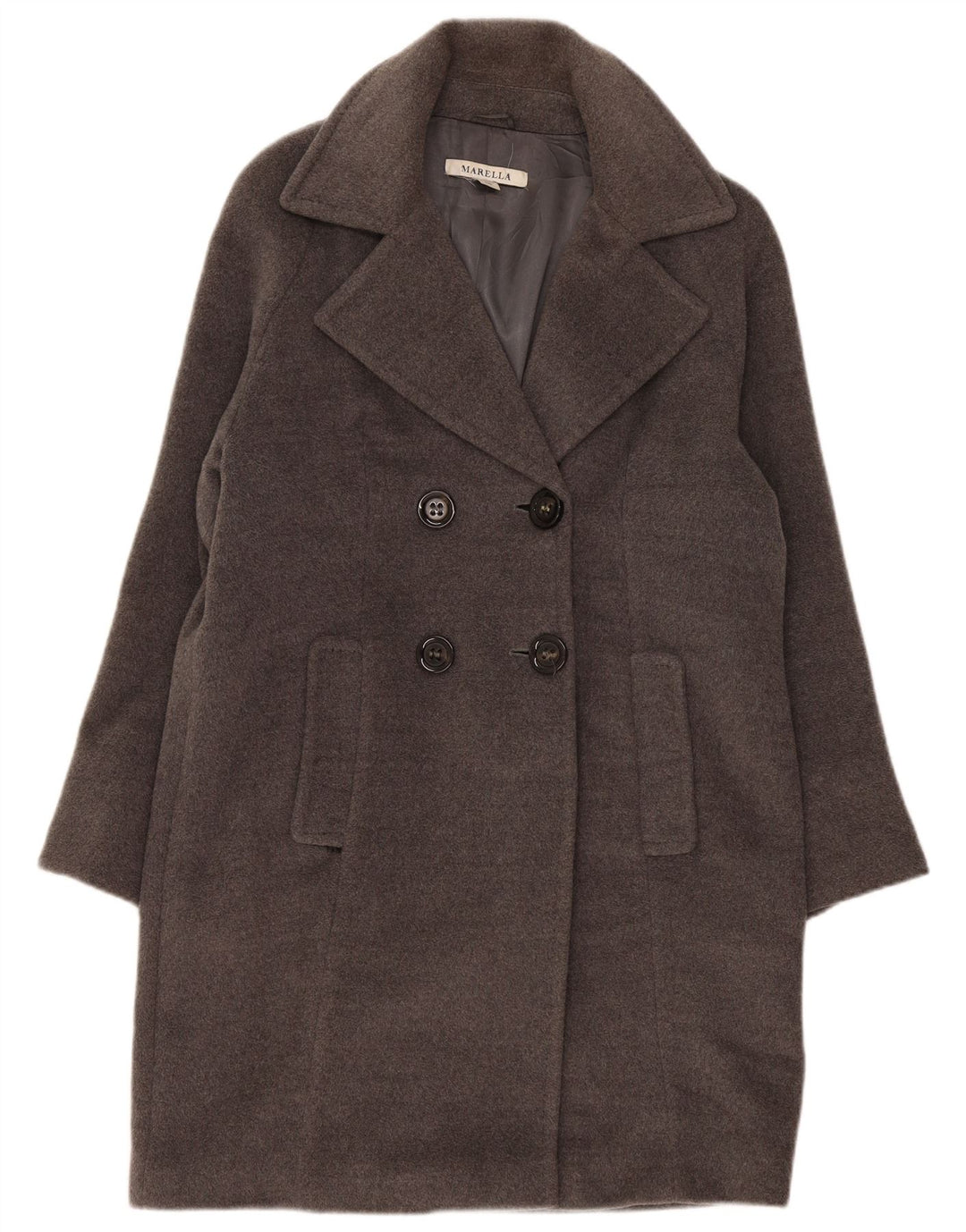Marella Abrigo cruzado para mujer UK 44 Lana gris grande