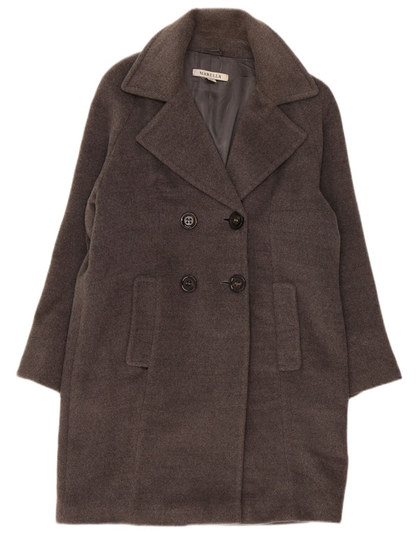 Marella Abrigo cruzado para mujer UK 44 Lana gris grande
