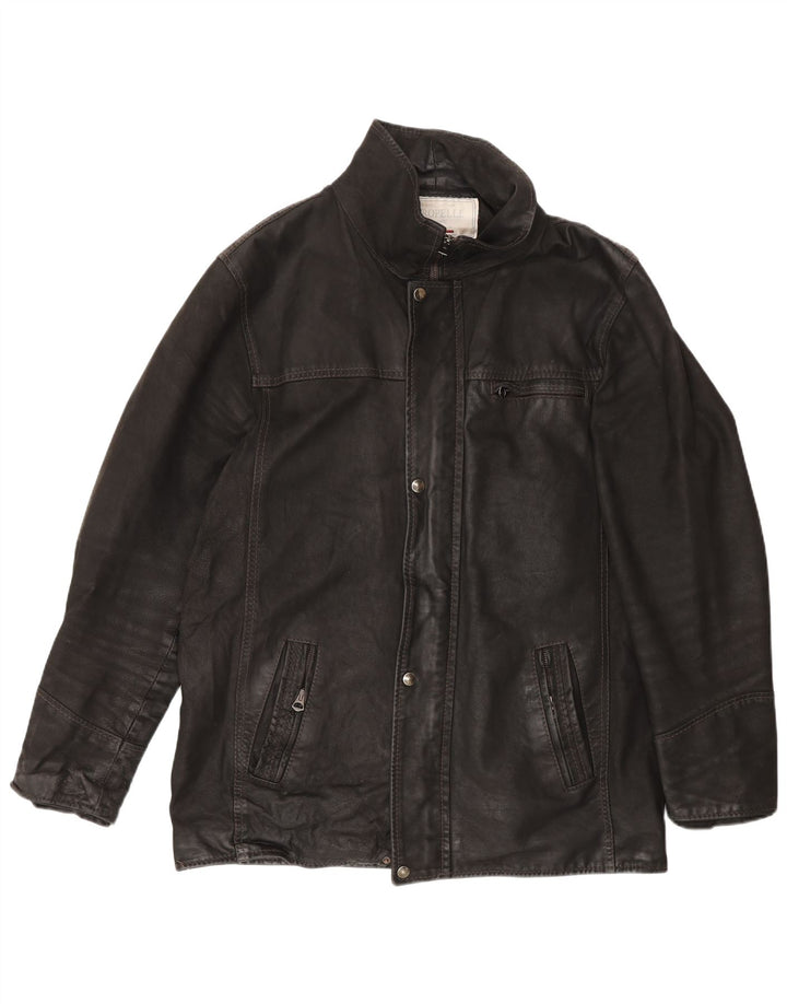 Chaqueta de cuero vintage para hombre IT 52 XL Negro