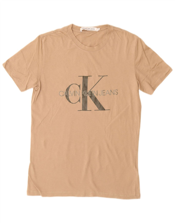 CALVIN KLEIN JEANS Camiseta gráfica para hombre Top Algodón marrón medio
