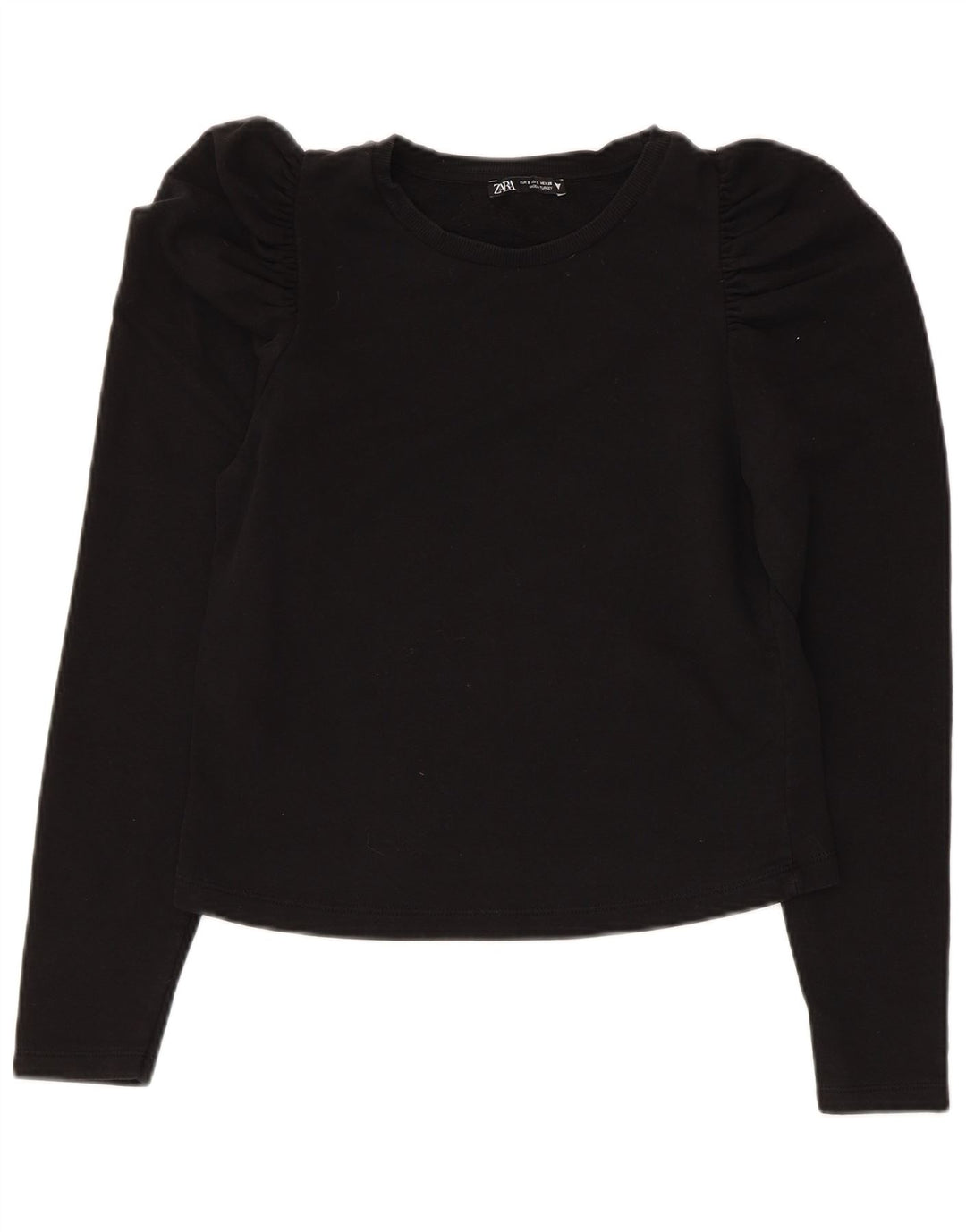 Zara Mujer Top Manga Larga UK 8 Small Negro