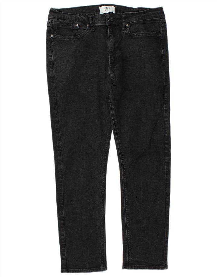 Marks & Spencer Jeans ajustados para hombre W32 L26 Algodón negro