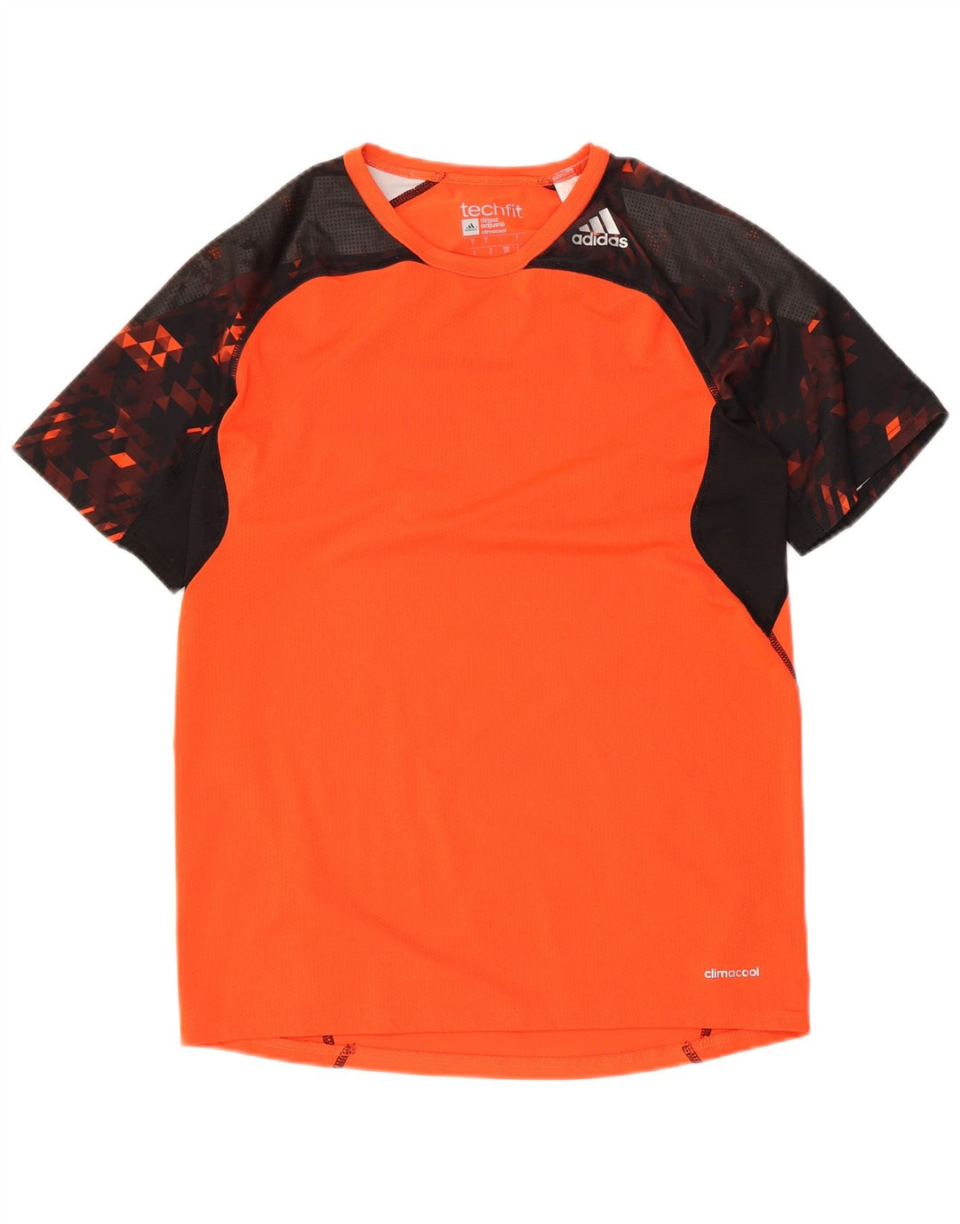 Adidas Hombre Tech Fit Camiseta Top Pequeño Naranja Colorblock Poliéster