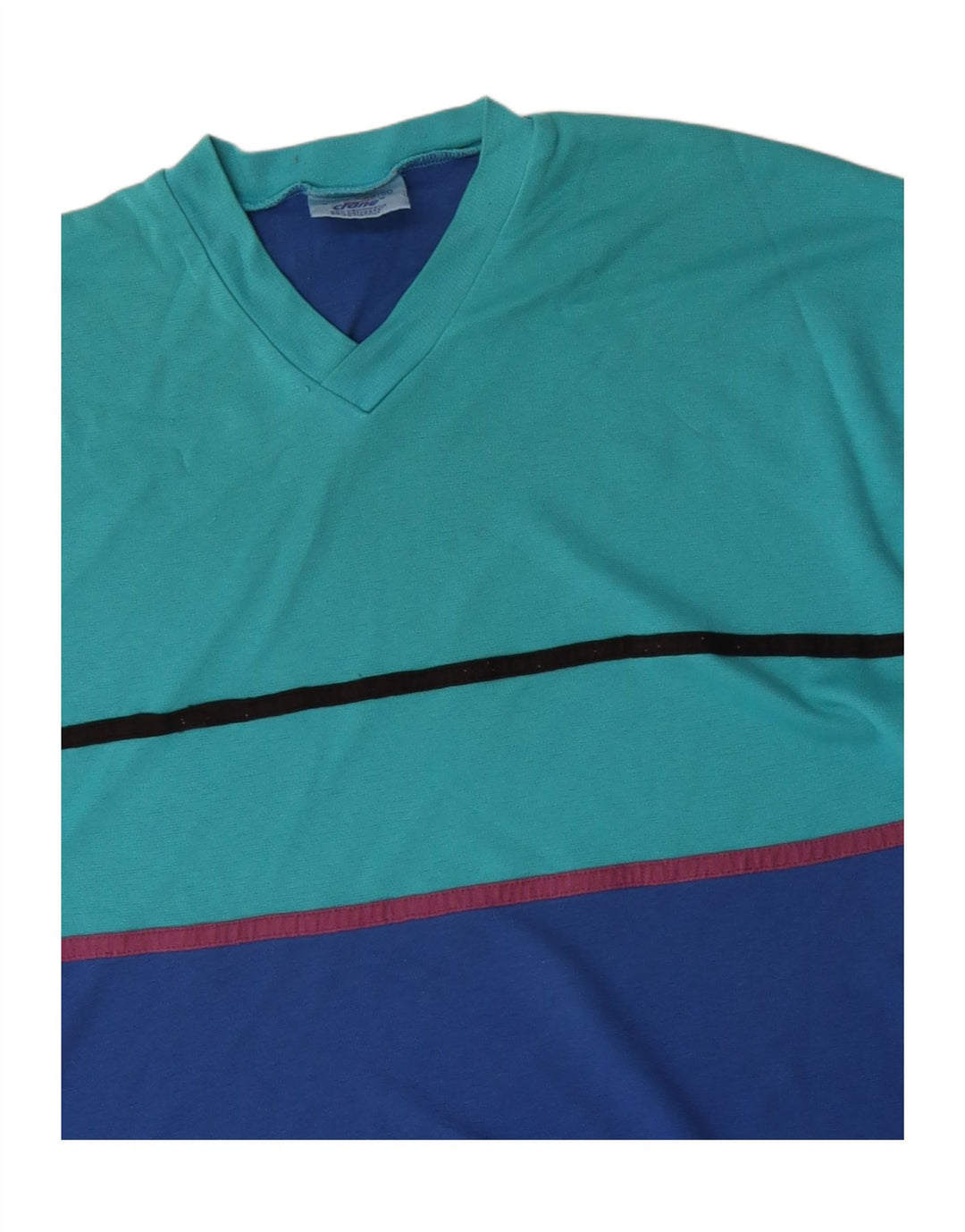 Camiseta Crane Hombre Manga Larga IT 48/50 Algodón Colorblock Azul Medio