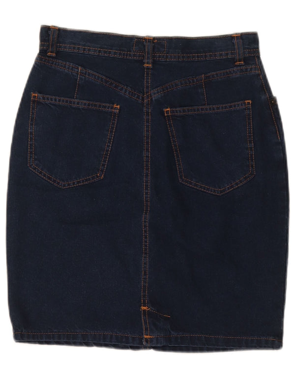 Emmanuel Shvili Womens Donald Duck Denim Skirt IT 40 Small W26 Navy Blue